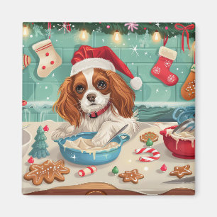 Aimant Cavalier King Charles Spaniel Cuisinant pour Noël