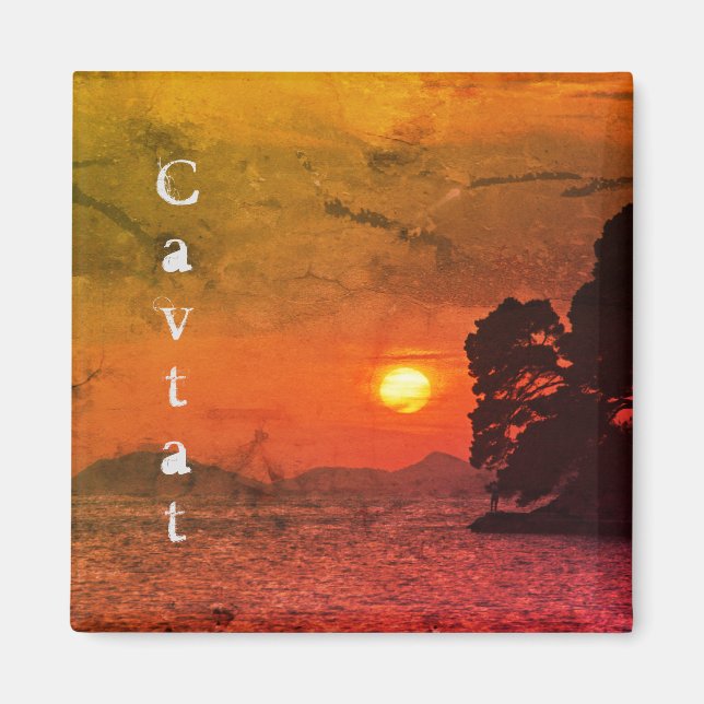 Aimant Cavtat, Croatie vue sur Sunset 1974 Filtre café (Devant)