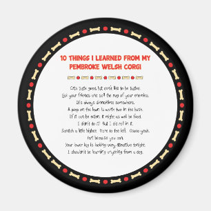 Aimant Ce Que J'Ai Appris De Pembroke Welsh Corgi