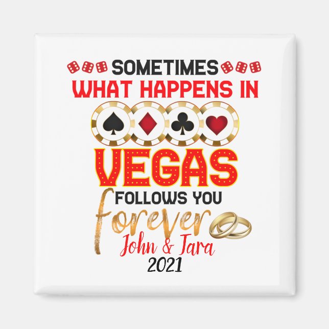 Aimant Ce qui se passe à Vegas Anniversaire couple marié (Devant)