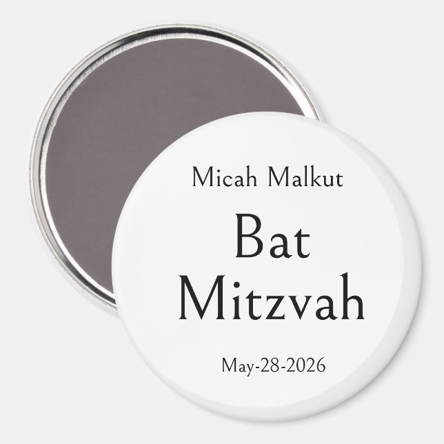 Aimant Célébration de Bat Mitzvah, Moderne Simple Minimal (Recto/Verso)