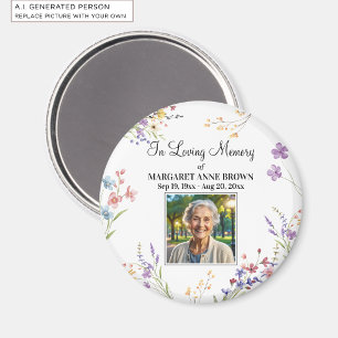 Aimant Célébration Élégante de la Vie avec Fleurs - Souve