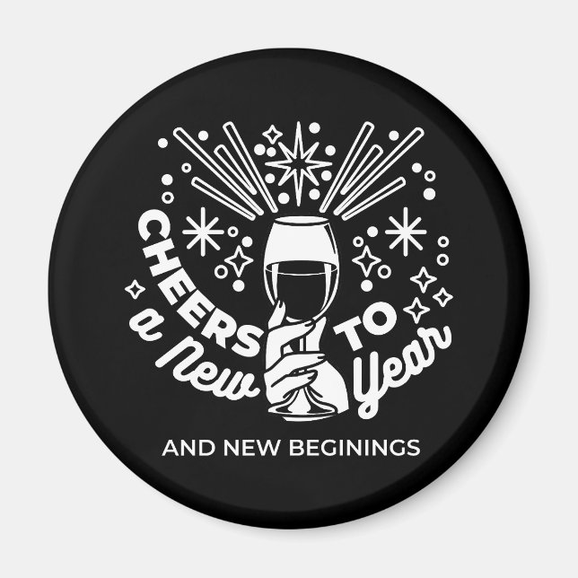 Aimant Célébrer les nouveaux débuts Vin Verre Illustratio (Devant)
