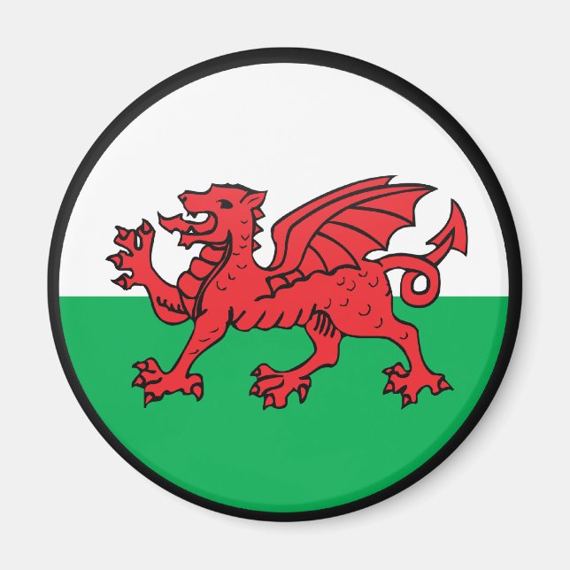 Aimant Cercle de drapeau de qualité galloise (Devant)