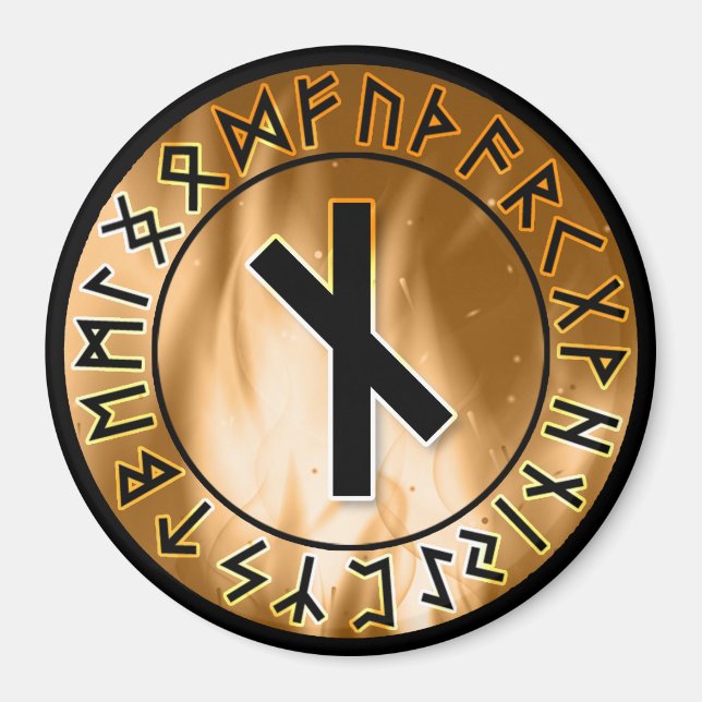 Aimant Cercle de rune de flamme orange [10. Nauthiz] Magn (Devant)