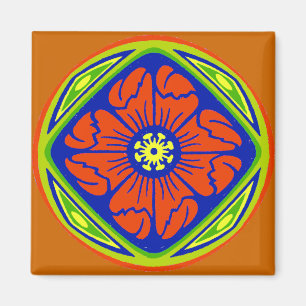 Aimant Cercle de tuile à fleurs d'Alhambra