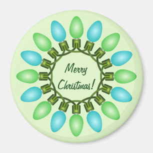 Aimant Cercle des lumières de Noël en bleu et vert