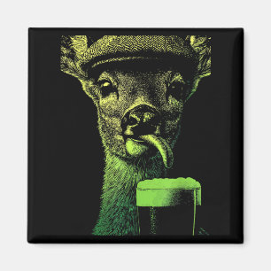 Aimant Cerf irlandais avec humour animal boit de la bière