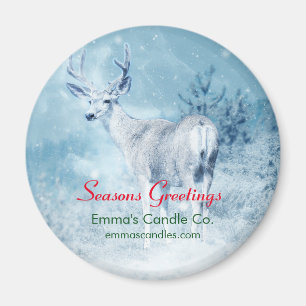 Aimant Cerfs d'hiver et pins Joyeuses Fêtes