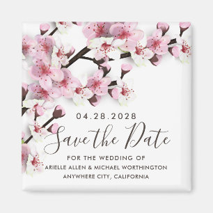 Aimant Cerise Blossom mariage rose Enregistrer la date Ma