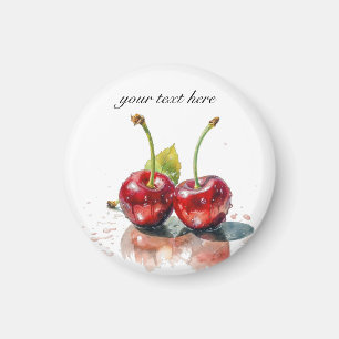 Aimant Cerises amoureuses en Aquarelle, sur mesure