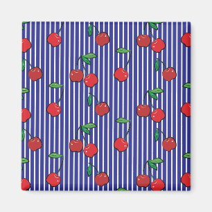 Aimant Cerry Berries Rouge Motif moderne Retro Blue Fun