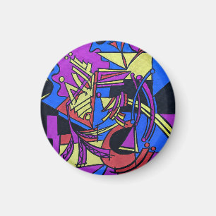 Aimant Cerveau Droit Cerveau Gauche - Art Abstrait Peint