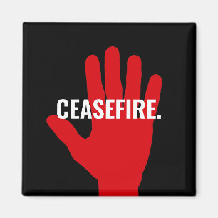 Aimant Cessez noir blanc rouge stop main anti-guerre