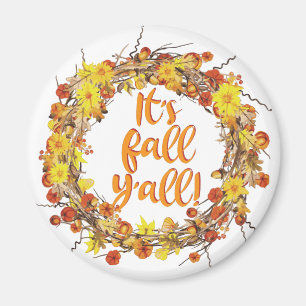Aimant C'est automne Y'all Orange Feuilles d'automne