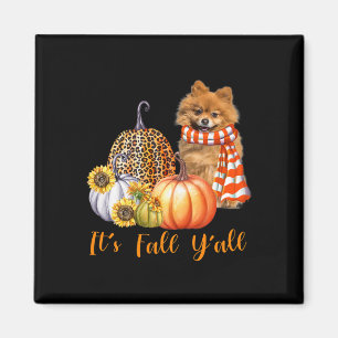 Aimant C'est automne Y'all Poméranien Chien Leopard Citro