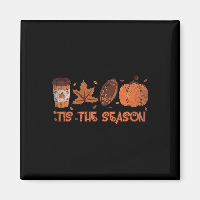 Aimant C'Est La Saison Football Citrouille Automne Thanks (Devant)