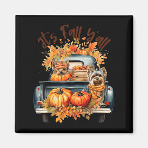 Aimant C'est l'automne les chiens Yorkie camion citrouill