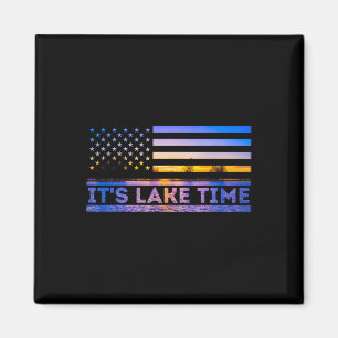 Aimant C'est le temps du lac Coucher de soleil Drapeau am