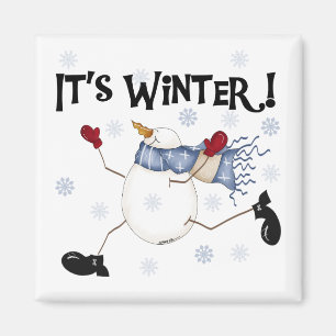Aimant C'est les vacances de snowman d'hiver