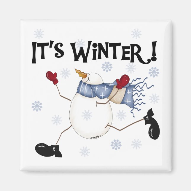Aimant C'est les vacances de snowman d'hiver (Devant)