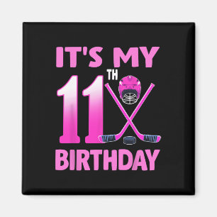 Aimant C'est mon 11e anniversaire Fille Hockey sur glace 