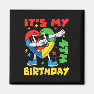 Aimant C'est mon 4ème anniversaire Dabbing Puzzle Pièces 