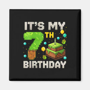 Aimant C'est mon 7e anniversaire de gamer pixel pour enfa