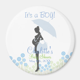 Aimant C'est un GARÇON ! Baby shower en silhouette bleue