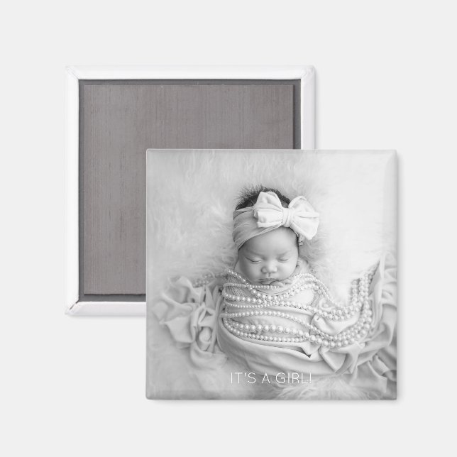 Aimant C'EST UNE FILLE Nouveau bébé PHOTO Annonce de nais (Recto/Verso)