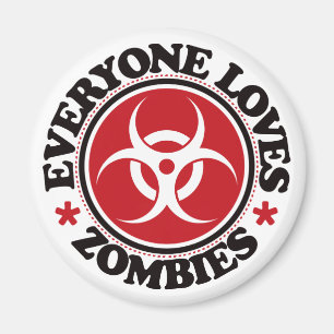 Aimant Chacun aime des zombis - rouge