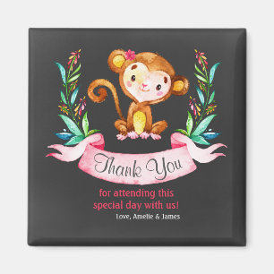 Aimant Chalkboard Aquarelle Singe Fille Merci
