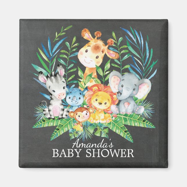 Aimant Chalkboard Safari Jungle Baby shower Favoriser l'a (Devant)