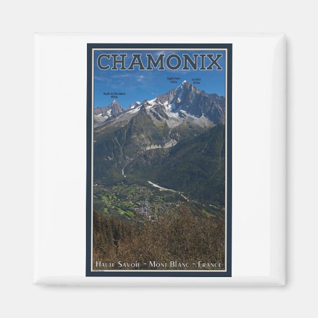 Aimant Chamonix - Aiguille Verte au-dessus de Chamonix (Devant)