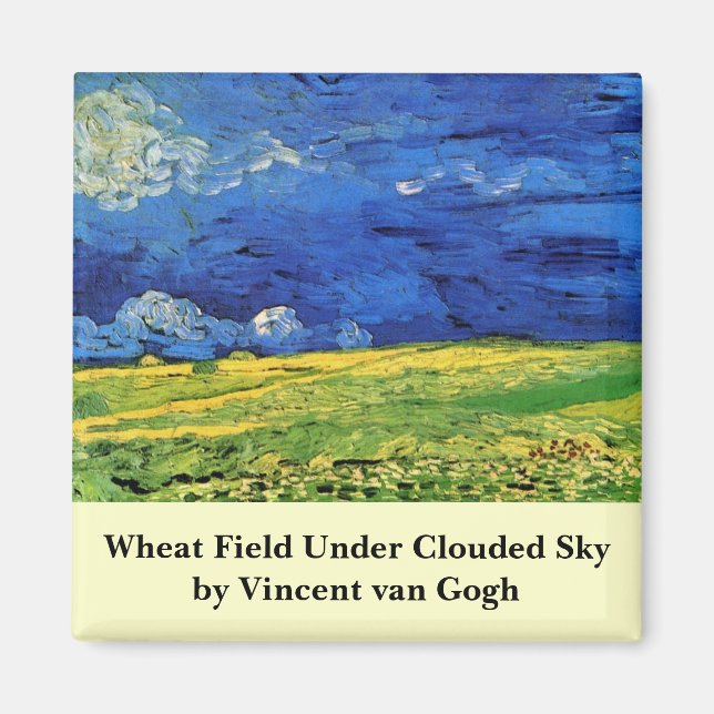 Aimant Champ de blé sous ciel nuageux par Vincent van Gog (Devant)