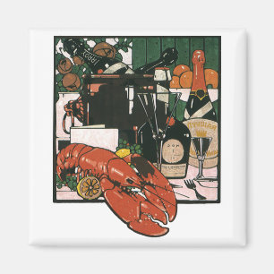 Aimant Champagne au homard vintage ; Fête élégante
