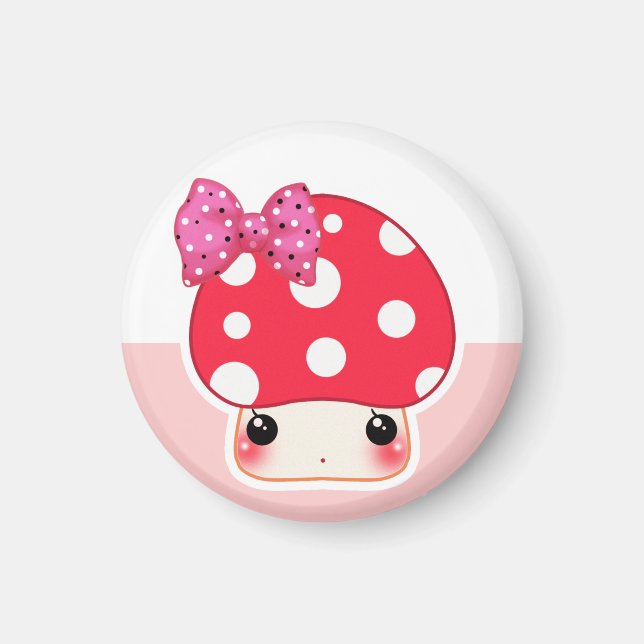 Aimant Champagne rouge Kawaii avec joli arc pois (Devant)