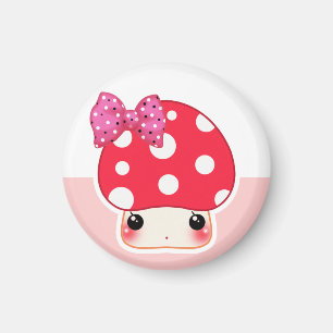 Aimant Champignon rouge de Kawaii avec l'arc mignon de