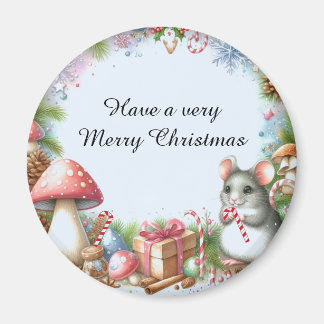 Aimant Champignons Fantaisistes et Vœux de Noël de Souris