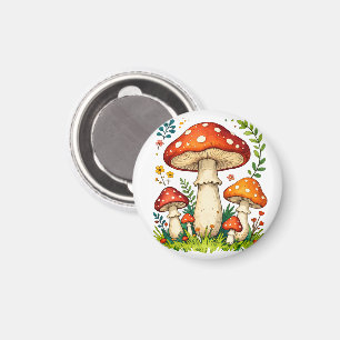 Aimant Champignons sauvages et fleurs dans la nature de l