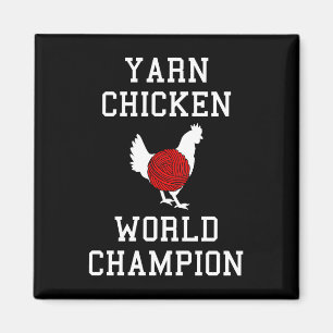Aimant Champion du Monde du Poulet de Fer Tricot Funny