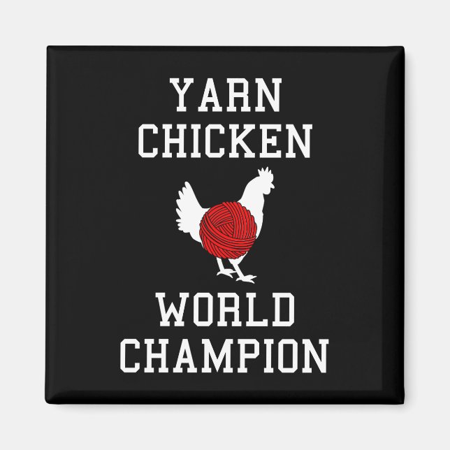 Aimant Champion du Monde du Poulet de Fil Tricot drôle Cr (Devant)