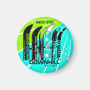 Aimant Champions de ski de descente Snowblade CA Round Ma