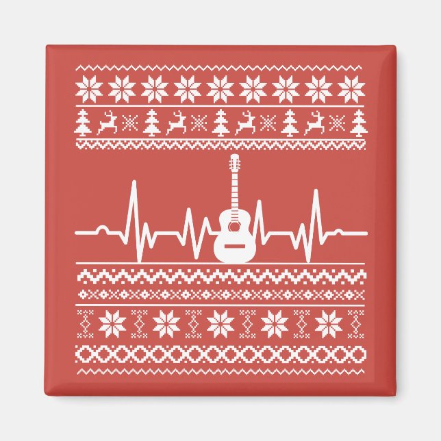 Aimant chandail de noël moche guitare acoustique (Devant)