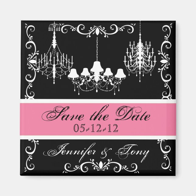 Aimant Chandeliers avec rose Enregistrer l'aimant Date (Devant)