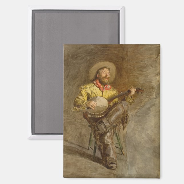 Aimant Chanter Espagnol Cowboy à Banjo jouer à la chanson (Recto/Verso)
