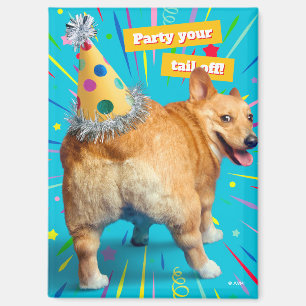 Aimant Chapeau d'anniversaire pour derrière de Corgi