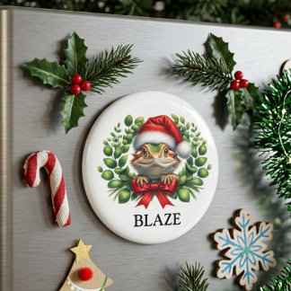 Aimant Chapeau de Noël de Santa Dragon barbu personnalisé