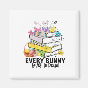 Aimant Chaque lapin adore lire Pâques Livre de lecture mi
