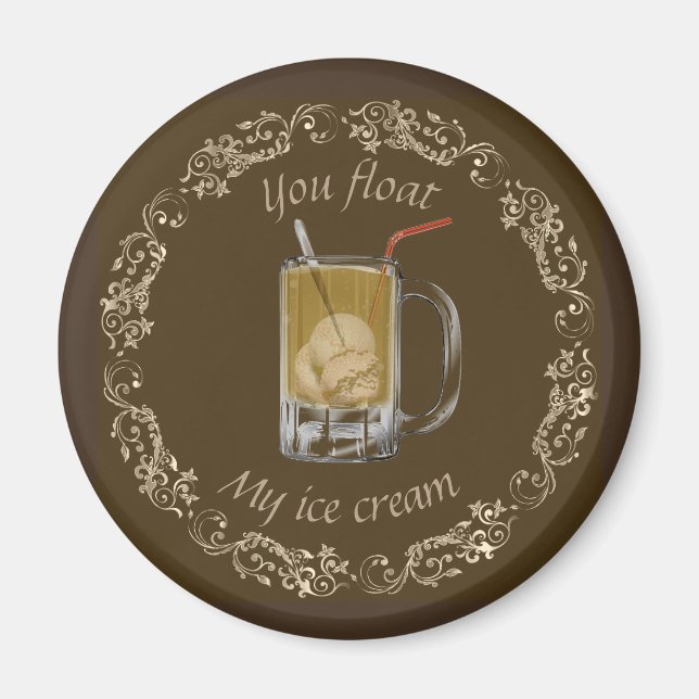 Aimant Char de bière racine or brun vieux mode (Devant)